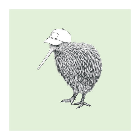 trucker hat kiwi pastel bird themed greeting card