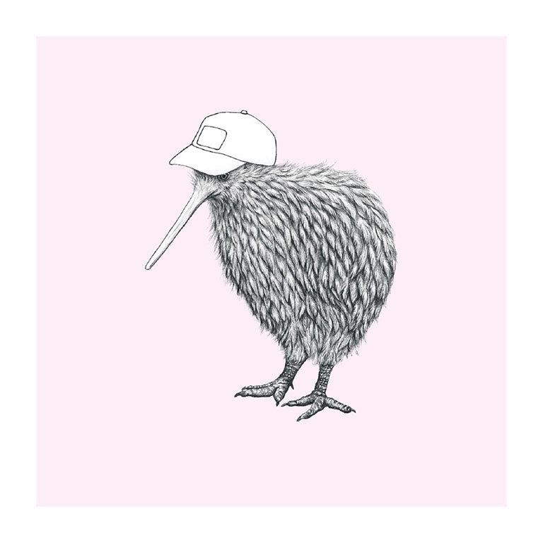 trucker hat kiwi pastel bird themed greeting card