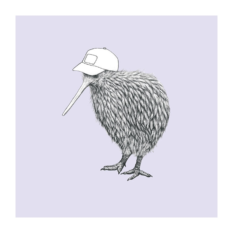 trucker hat kiwi pastel bird themed greeting card