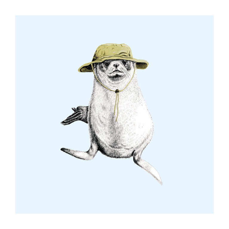 wide brim kekeno seal themed greeting card