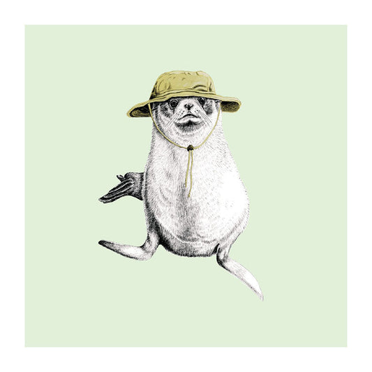 wide brim kekeno seal themed greeting card