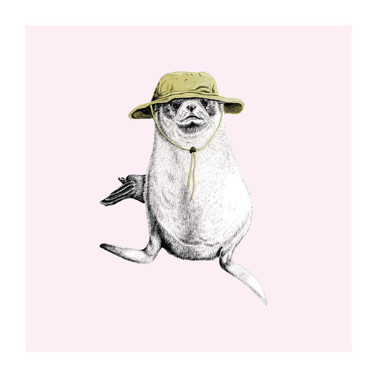 wide brim kekeno seal themed greeting card