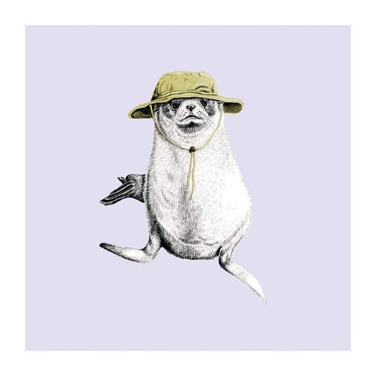 wide brim kekeno seal themed greeting card