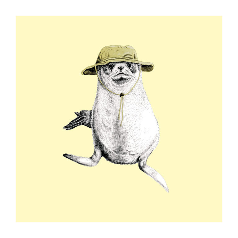 wide brim kekeno seal themed greeting card