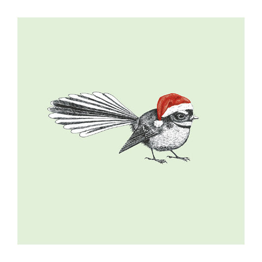 xmas piwakawaka pastel bird themed greeting card