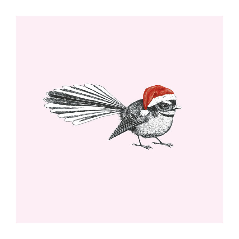 xmas piwakawaka pastel bird themed greeting card
