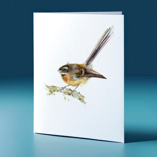 piwakawaka 1 water colour bird themed greeting card