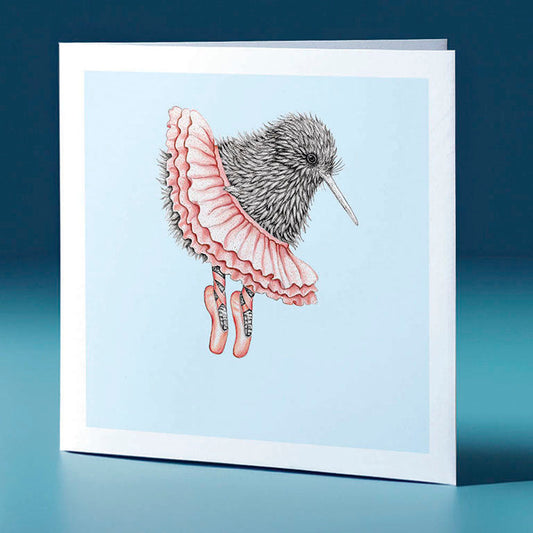 ballet kiwi pastel bird themed greeting card