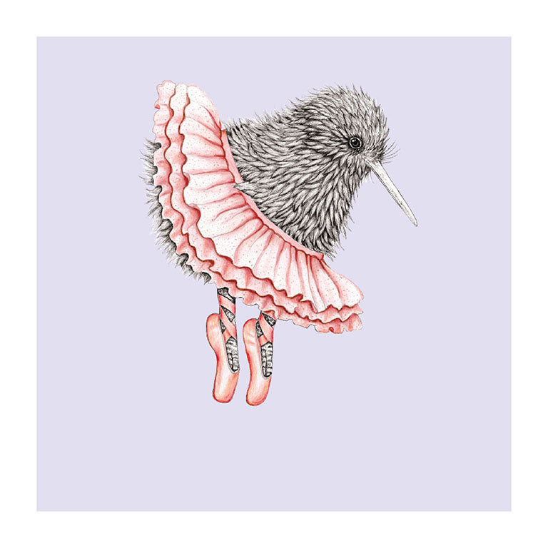 ballet kiwi pastel bird themed greeting card