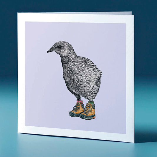 boots weka pastel bird themed greeting card