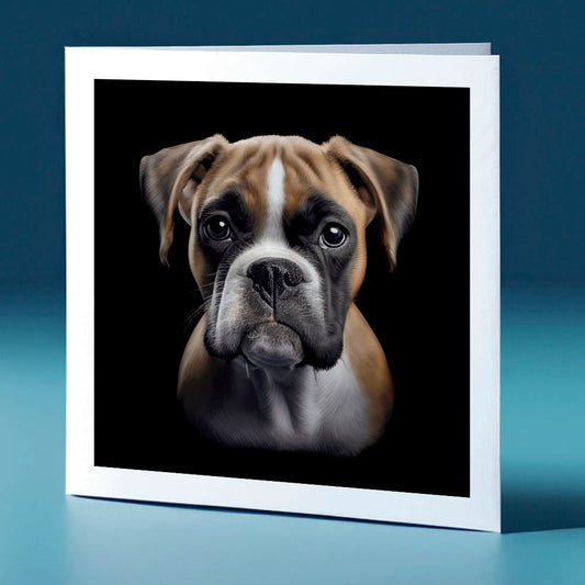 Young Boxer - dog themed greeting card