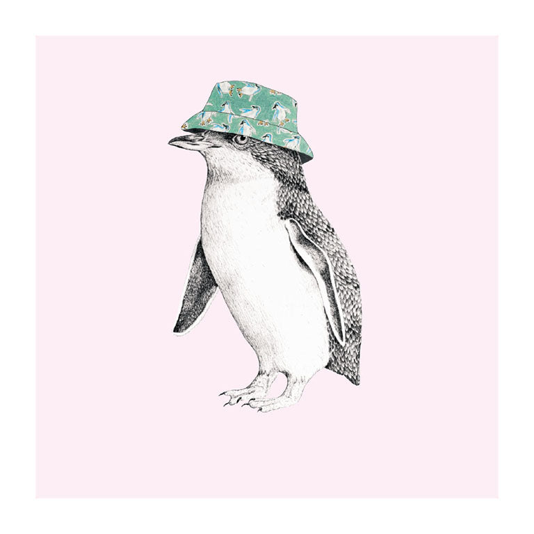 bucket hat korora pastel bird themed greeting card