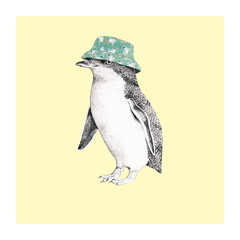 bucket hat korora pastel bird themed greeting card