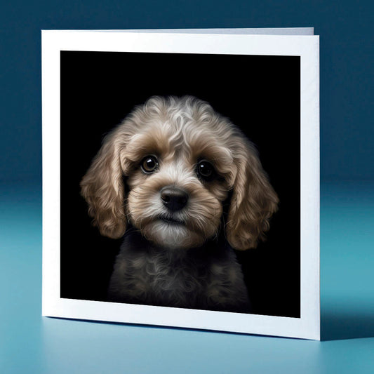 Cream coloured Cavoodle - dog themed greeting card