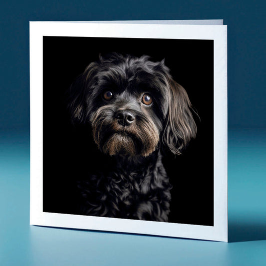 Black coloured Cockerpoo - dog themed greeting card