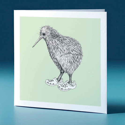 crocs kiwi pastel bird themed greeting card