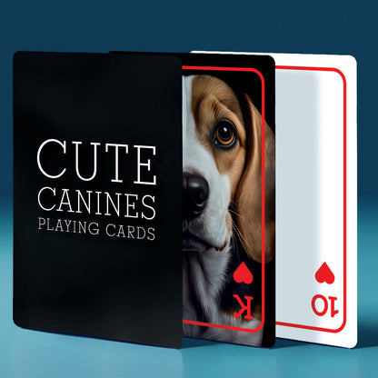 cute canines playing cards