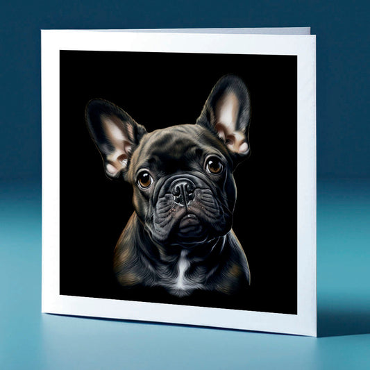 Chocolate coloured Frenchie - dog themed greeting card