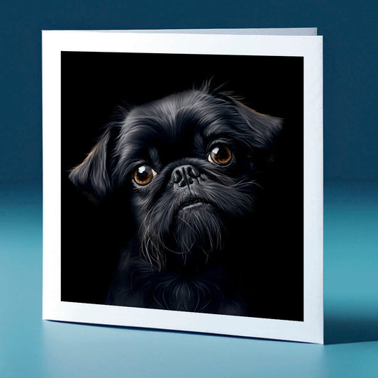 Black coloured Griffon - dog themed greeting card