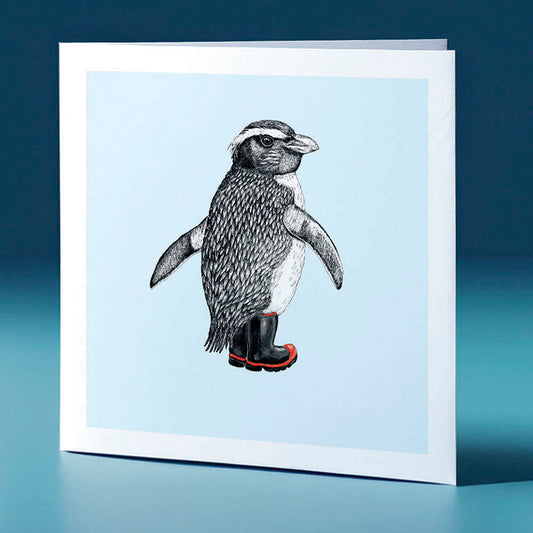 gumboot tawaki pastel bird themed greeting card