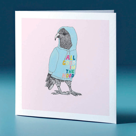 hoodie kea pastel bird themed greeting card