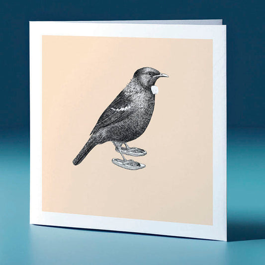 jandals tui pastel bird themed greeting card