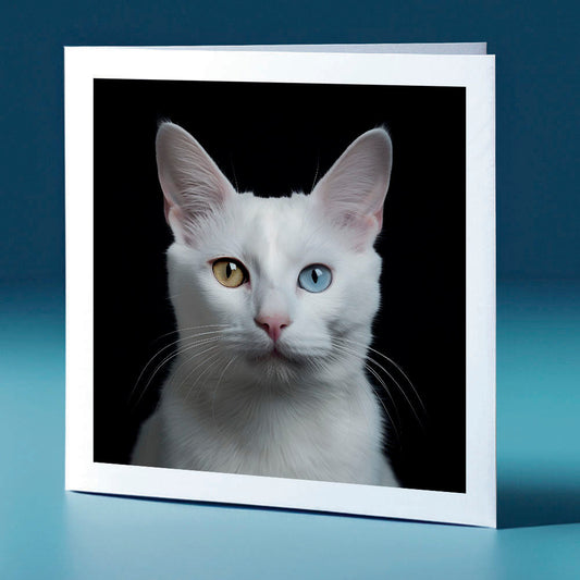 Khao manee - cat themed greeting card
