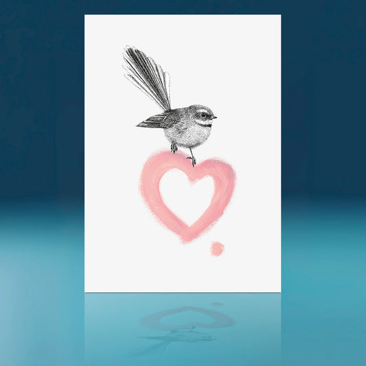Brushed Heart Piwakawaka Art Print