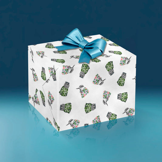 island holiday birds wrapping paper