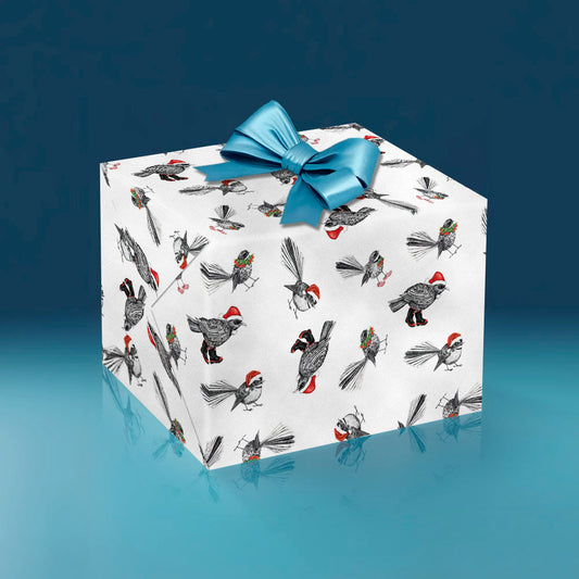 xmas birds wrapping paper