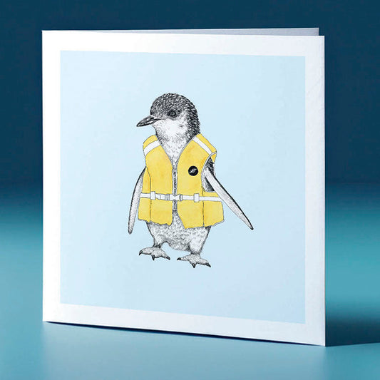 life jacket korora pastel bird themed greeting card