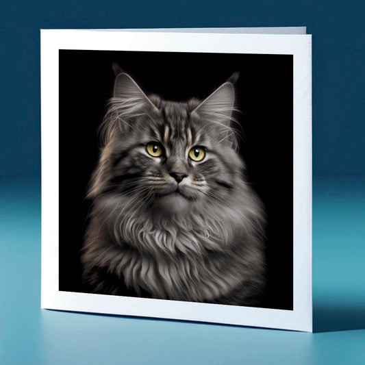 Cool coloured maine coon - cat themed greeting card