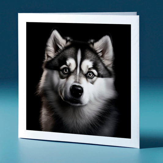 Black coloured Malamute - dog themed greeting card