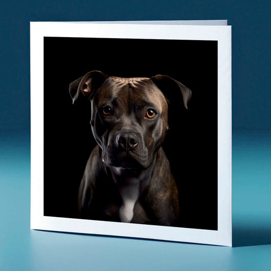 Brown coloured Pitbull - dog themed greeting card