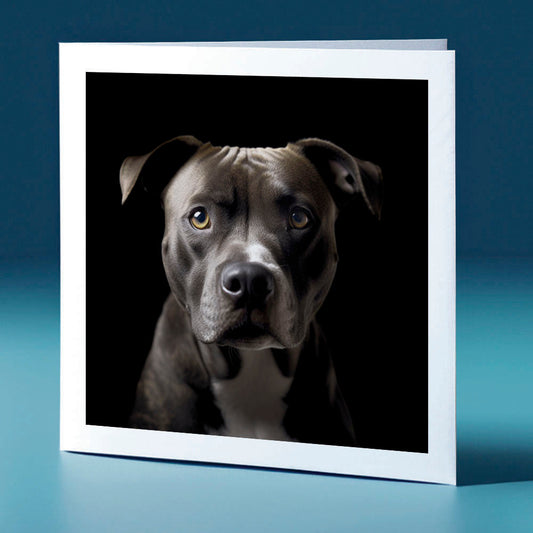 Chocolate coloured Pitbull - dog themed greeting card
