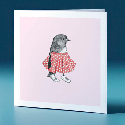polka dot toutouwai pastel bird themed greeting card