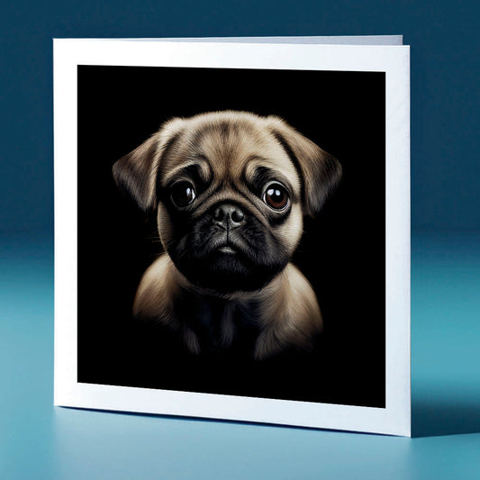 Rusty coloured Pug - dog themed greeting card