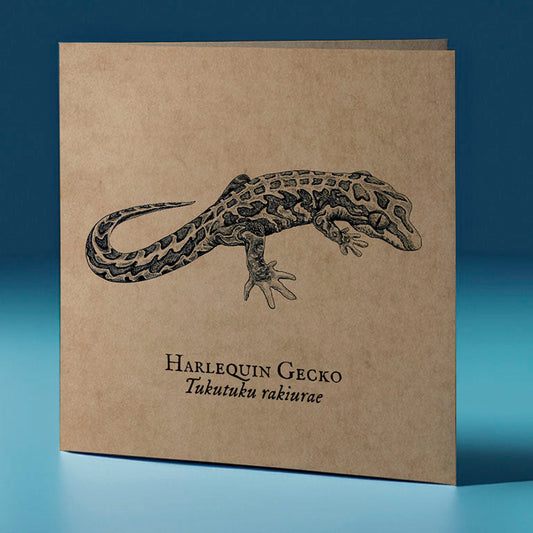 harlequin gecko critter themed greeting card