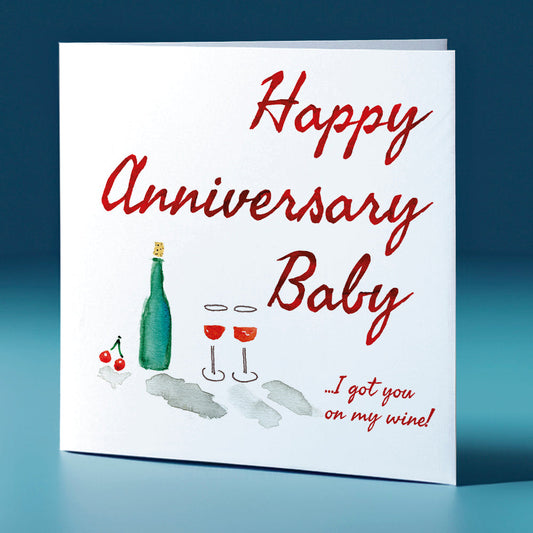 Wine Square Greeting Card Anniversary
