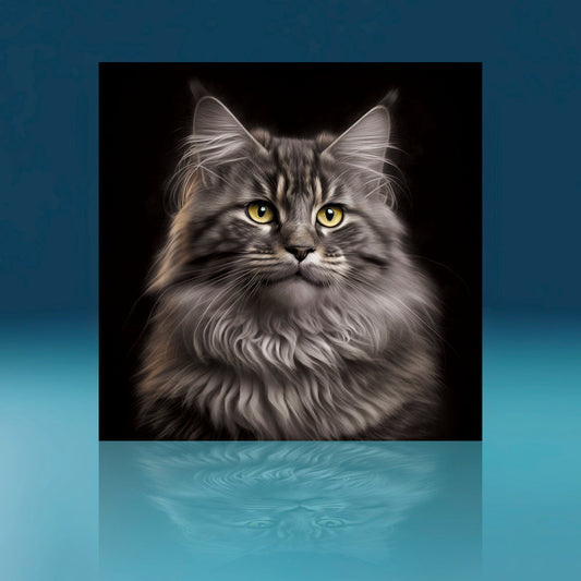 Maine Coon Gazing Cat Art Print