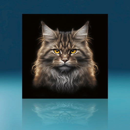 Maine Coon Staring Cat Art Print