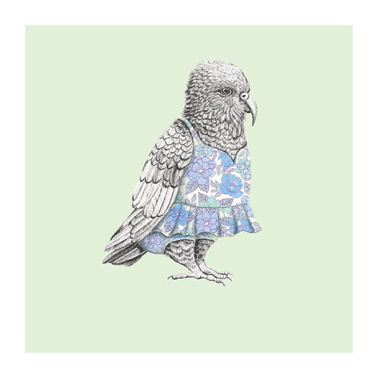 sun dress kea pastel bird themed greeting card