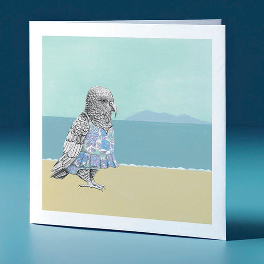 sun dress kea surfs up bird themed greeting card