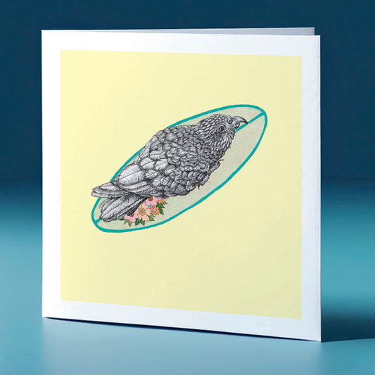 surfboard kea pastel bird themed greeting card