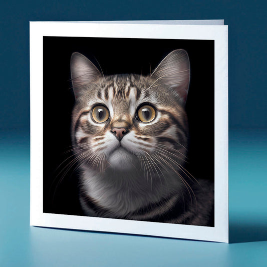 Brown coloured tabby - cat themed greeting card