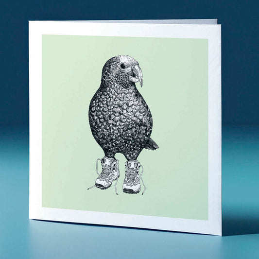 trainers kea pastel bird themed greeting card