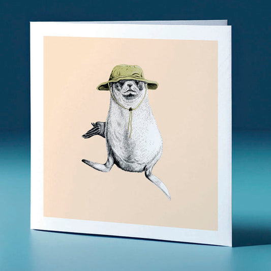 wide brim kekeno seal themed greeting card