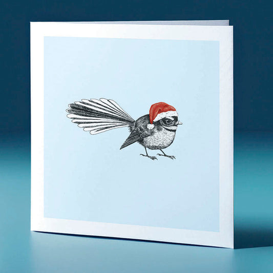 xmas piwakawaka pastel bird themed greeting card