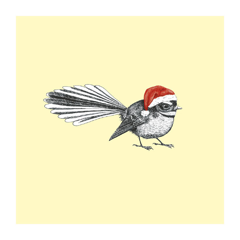 xmas piwakawaka pastel bird themed greeting card
