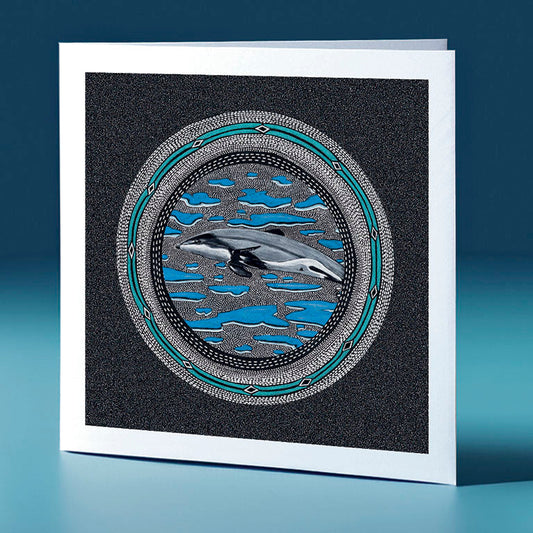 hectors dolphin pointillism themed greeting card